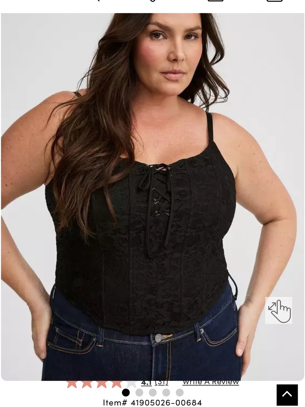 torrid Black corset Lace Tie-Front Cami
